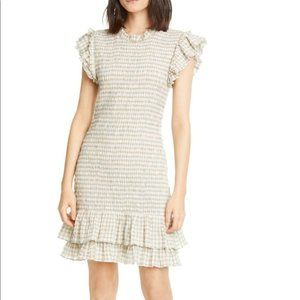 VERONICA BEARD Cici Smocked Seersuc…